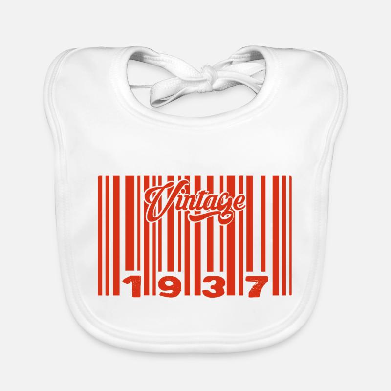 vintage 1937 né en 1937 88 ans bar code anniversai Bavoir bio Bébé