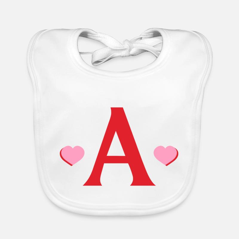 Letter with red hearts Organic Baby Bibs