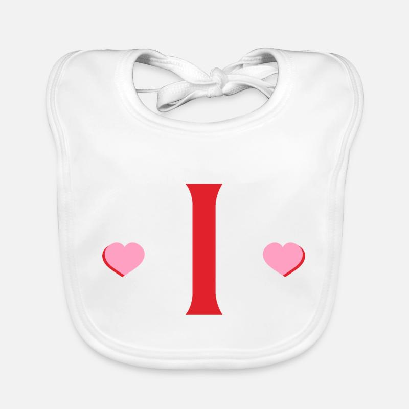 Letter i red hearts Organic Baby Bibs