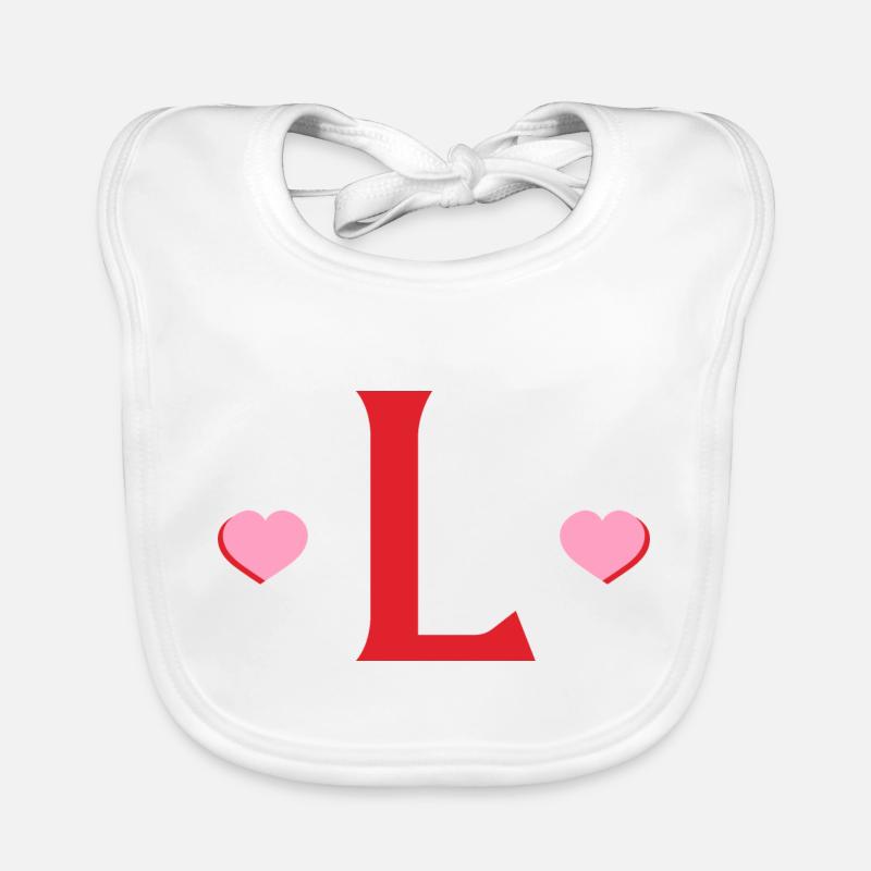Letter l red hearts Organic Baby Bibs