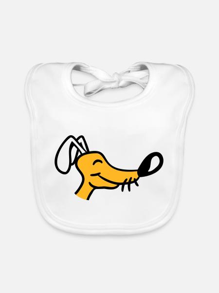 Visage de chien Petit Tête d’animal de compagnie Mignon - Bavoir bio Bébé - blanc - Devant