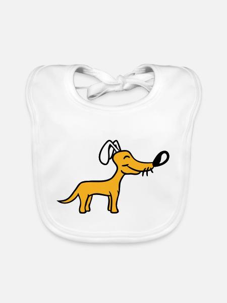 Chien Grand Nez Mignon Heureux Animal de compagnie Drôle Cool - Bavoir bio Bébé - blanc - Devant