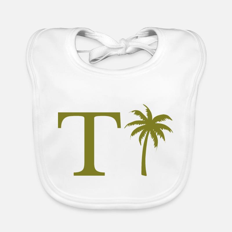 Lettre t vert Palm Bavoir bio Bébé