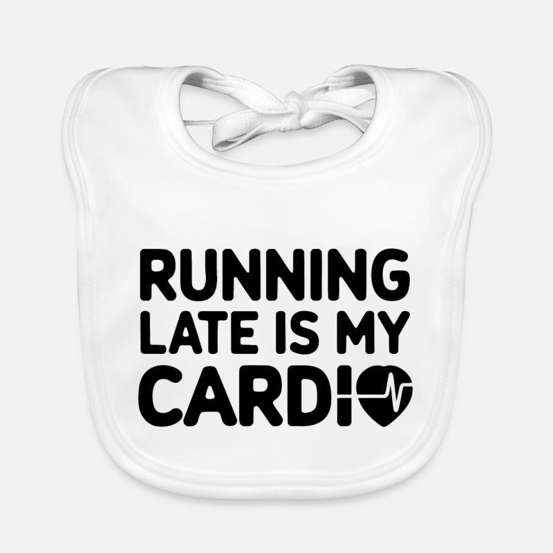 Être en retard, c’est mon cardio - Bavoir bio Bébé - blanc