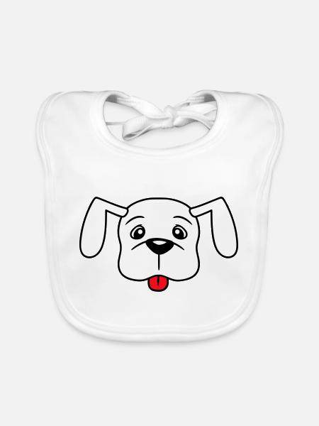 Dog Sticking Out Tongue Naughty Puppy Pet - Organic Baby Bibs - white - Front