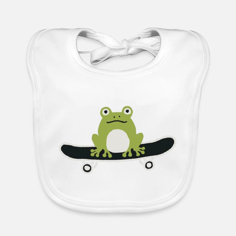 Skateboard fahrender Frosch Baby Bio-Lätzchen
