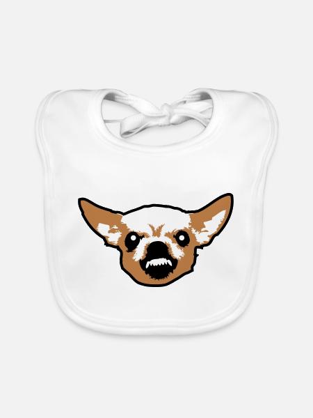 Chihuahua Kleiner Hund Böse Knirschen Nervig Wut - Baby Bio-Lätzchen - Weiß - Vorne