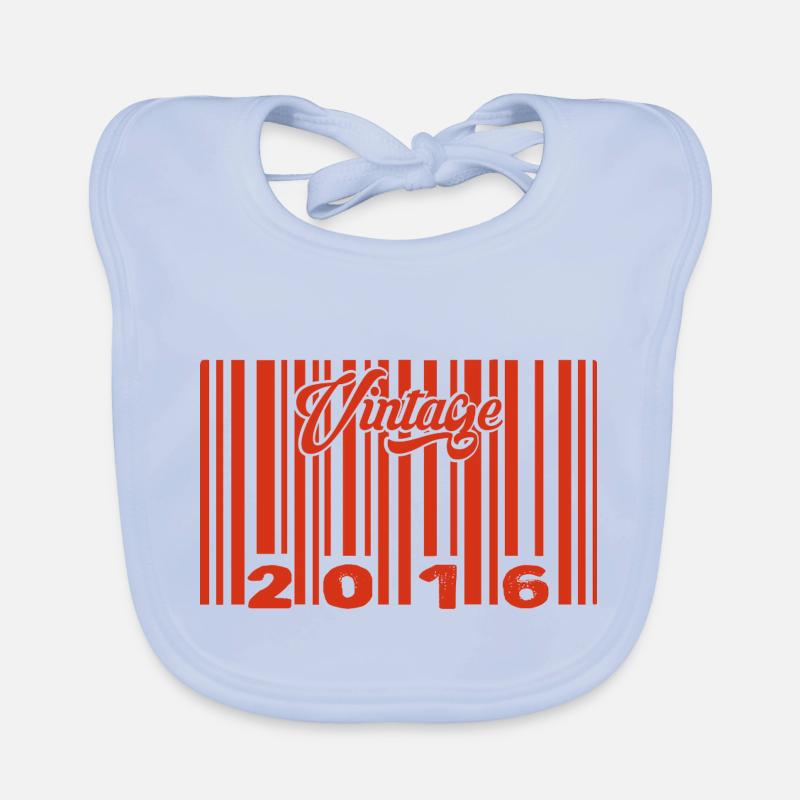 Vintage 2016 born in 2016 9 years old bar code anniversair Organic Baby Bibs