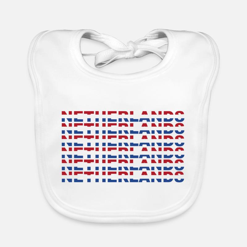 Netherlands Text in Flag Colors Organic Baby Bibs