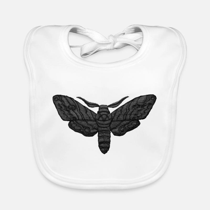 Black Moth – Mystical Embroidered Pattern Organic Baby Bibs