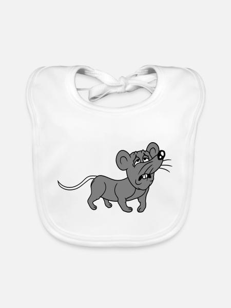 Souris épuisée triste désespérément fatiguée souffrance douce - Bavoir bio Bébé - blanc - Devant