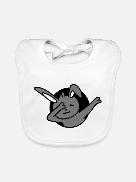 Bunny Dabbing Dab Dance Pose Dancing Hole Party Fun - Organic Baby Bibs - white - Front