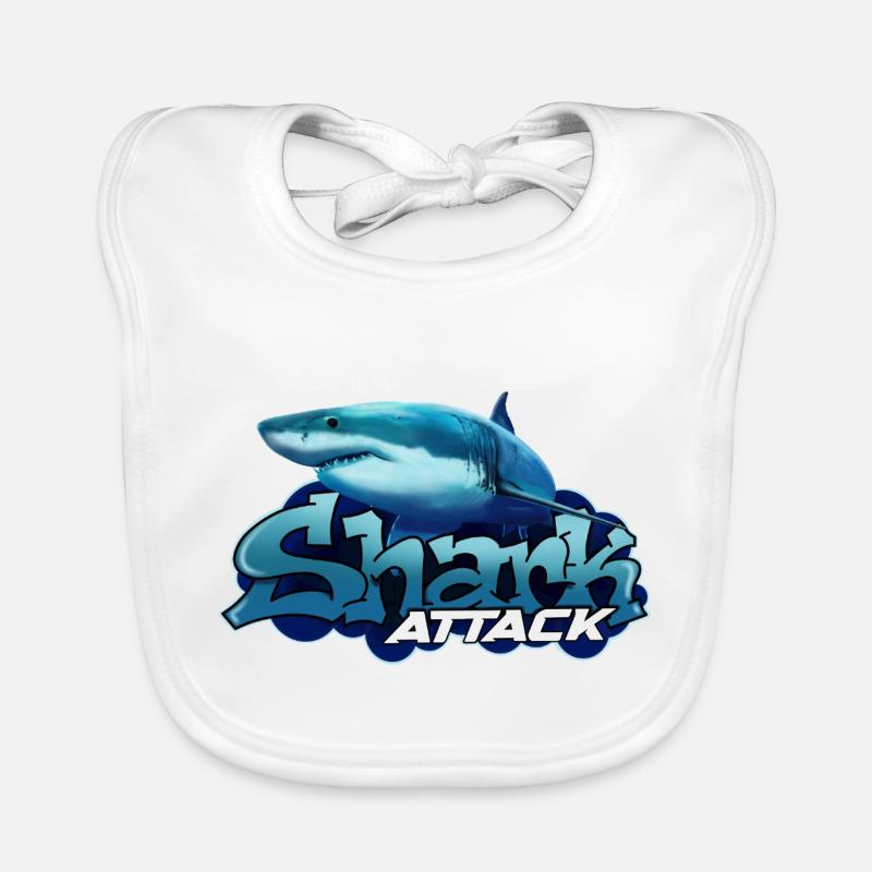 Shark Attack – Der ultimative Raubfisch - Baby Bio-Lätzchen - Weiß