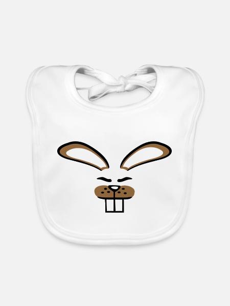 Hase Kaninchen Häschen Cartoon Kleintier niedlich - Baby Bio-Lätzchen - Weiß - Vorne