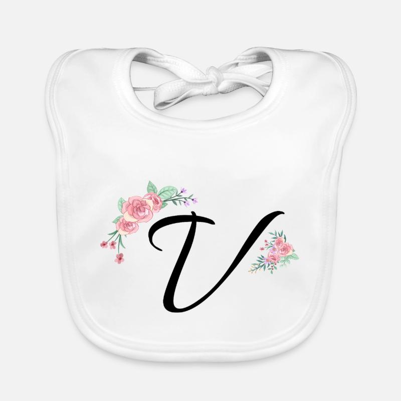 Letter v flowers Organic Baby Bibs