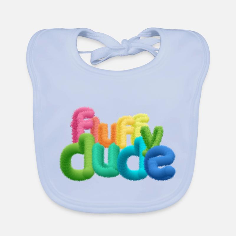 Fluffy Dude - Typographie 3D colorée avec peluche C Bavoir bio Bébé