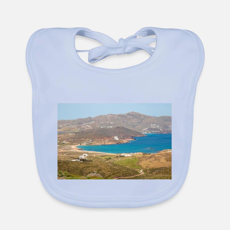 Plage de Paralia Ftelias Île de Mykonos Mer Égée du Sud Bavoir bio Bébé