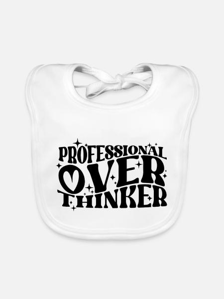 Professionnel Penseur Plein d’ Typographie Humour - Bavoir bio Bébé - blanc - Devant