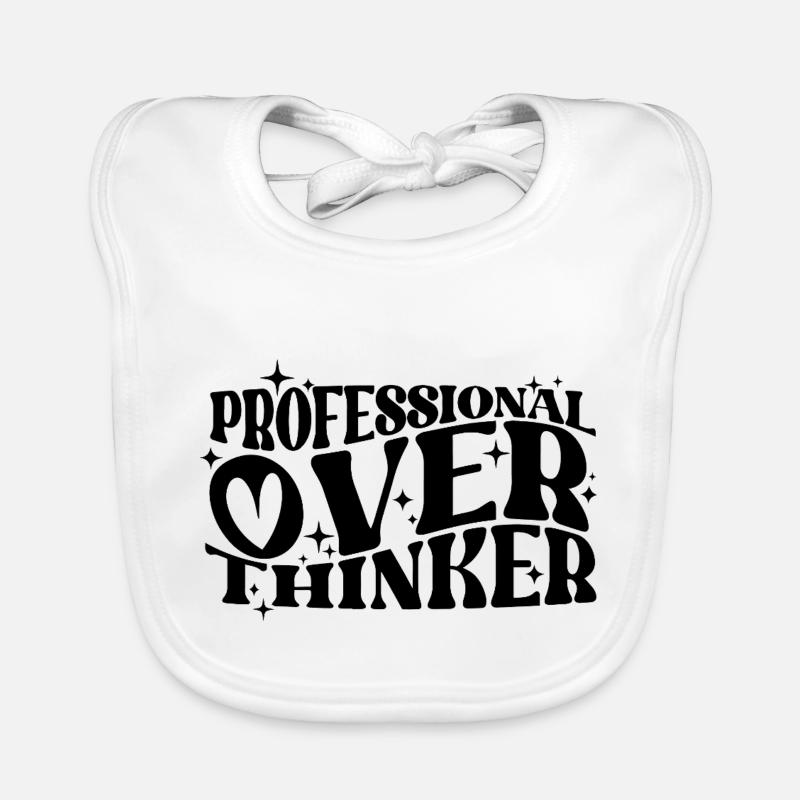 Professional Overthinker Witty Typography Humor Organic Baby Bibs