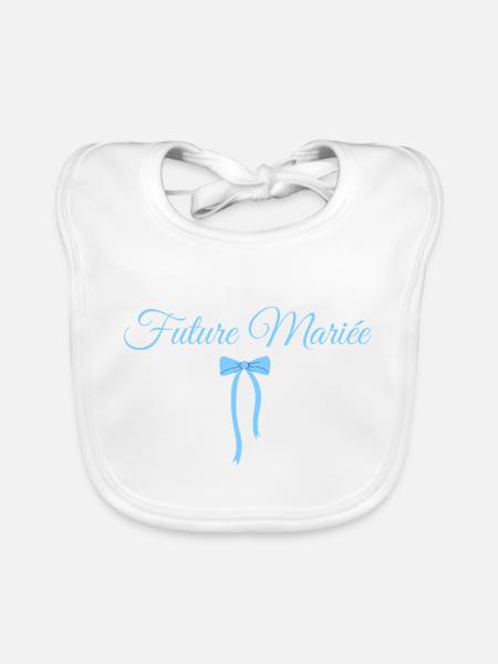 Future mariée noeud bleu - Bavoir bio Bébé - blanc - Devant
