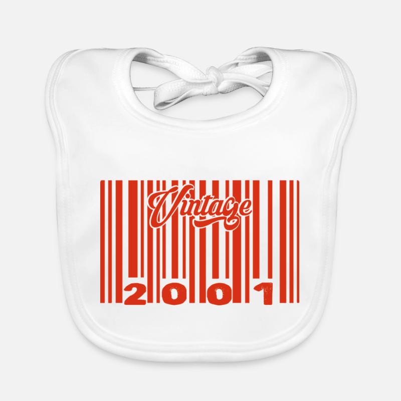 Vintage 2001 Born In 2001 24 Year Old Bar Code Anniversai Organic Baby Bibs