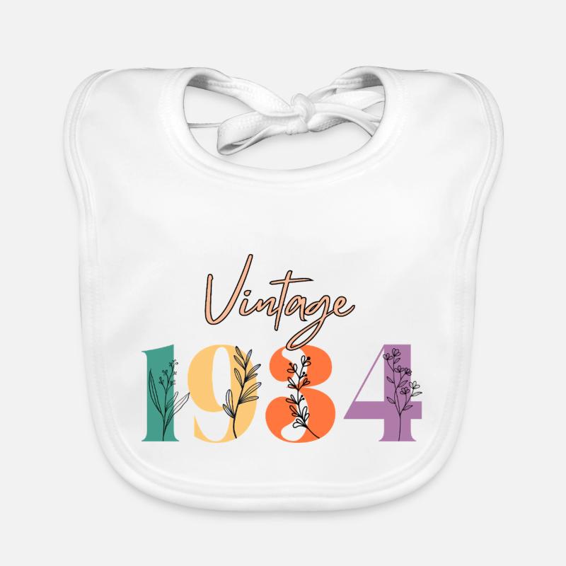 Vintage 1934 florale - Bavoir bio Bébé - blanc