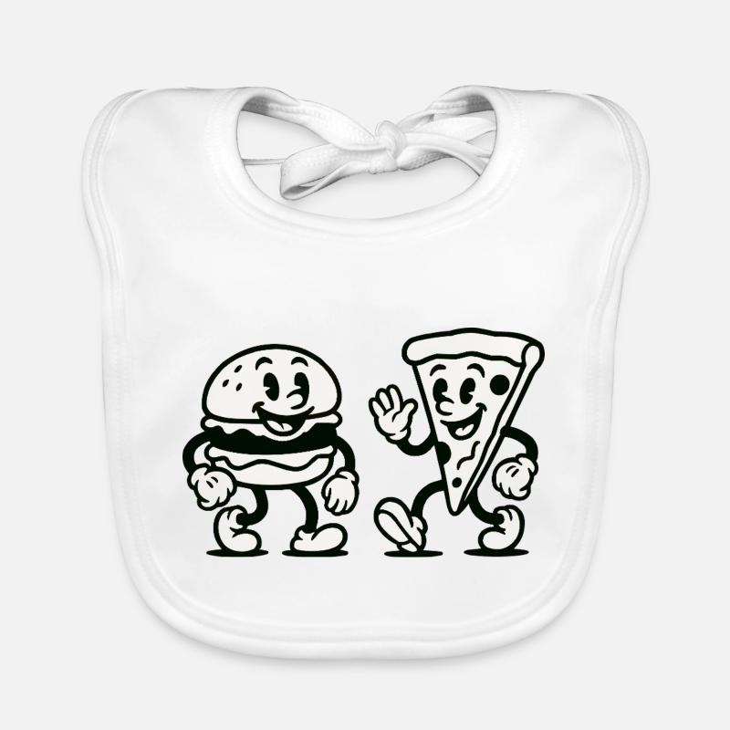 Burger Pizza Bande dessinée Bavoir bio Bébé