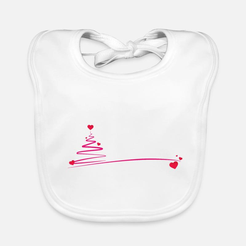 arbre de Noël avec le coeur - Bavoir bio Bébé - blanc