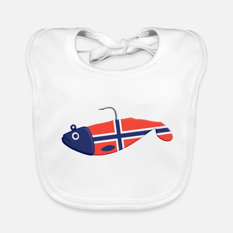 Gummifisch Big Norwegen - Baby Bio-Lätzchen - Weiß