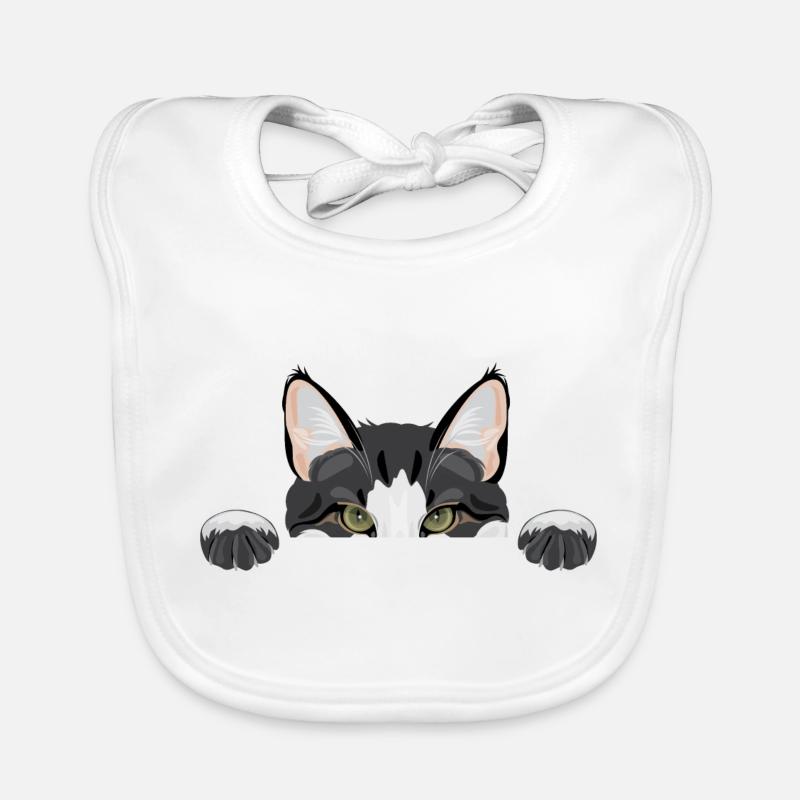 Peeping funny cat Organic Baby Bibs