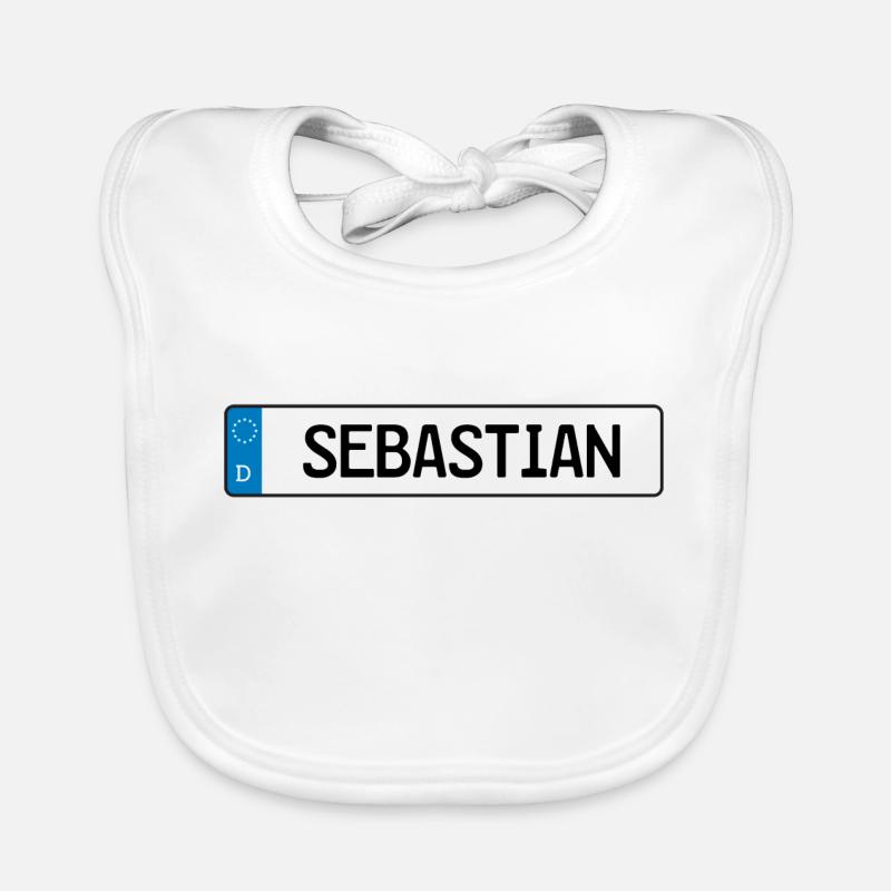 Sebastian Étiquette cadeau - Bavoir bio Bébé - blanc