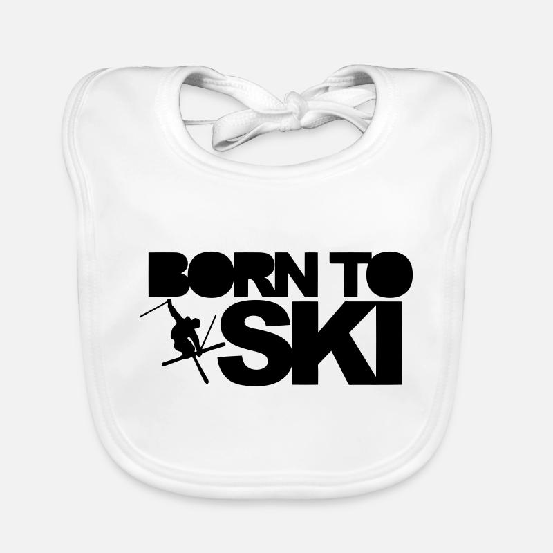 Born To Ski - Baby Bio-Lätzchen - Weiß
