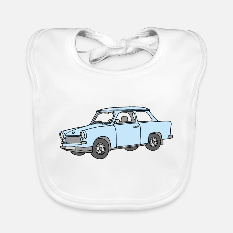 Hellblauer Trabi,  - Baby Bio-Lätzchen - Weiß