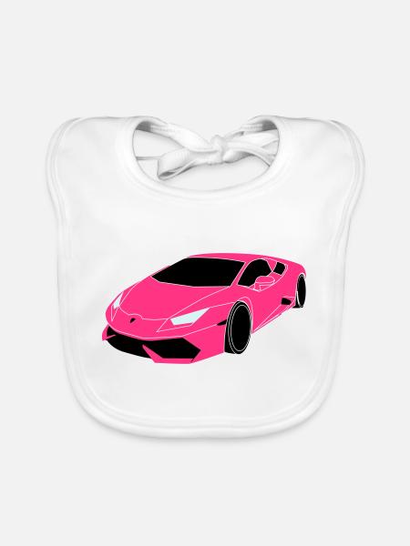 Voiture de sport Lambo - Bavoir bio Bébé - blanc - Devant