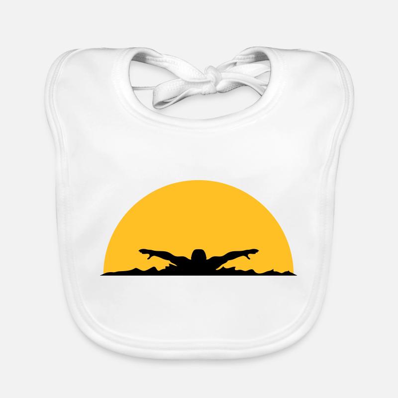 waves evening sun night palm trees beach island sea Organic Baby Bibs
