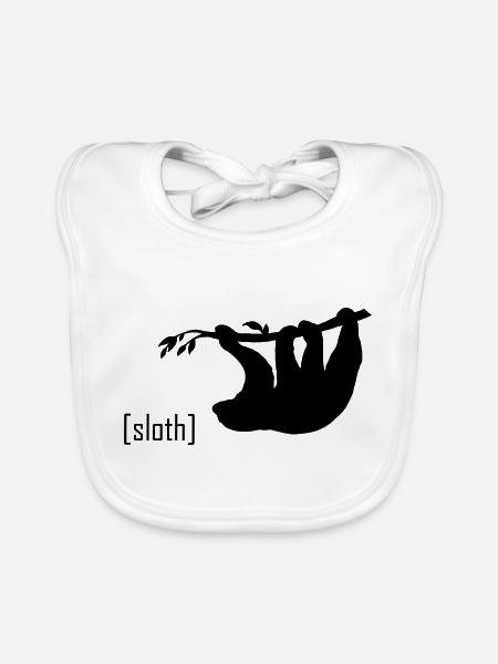 faultier__schwarz - Baby Bio-Lätzchen - Weiß - Vorne
