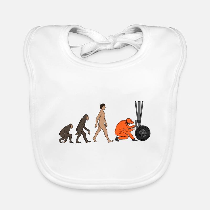 Aircraft Mechanic Evolution Organic Baby Bibs