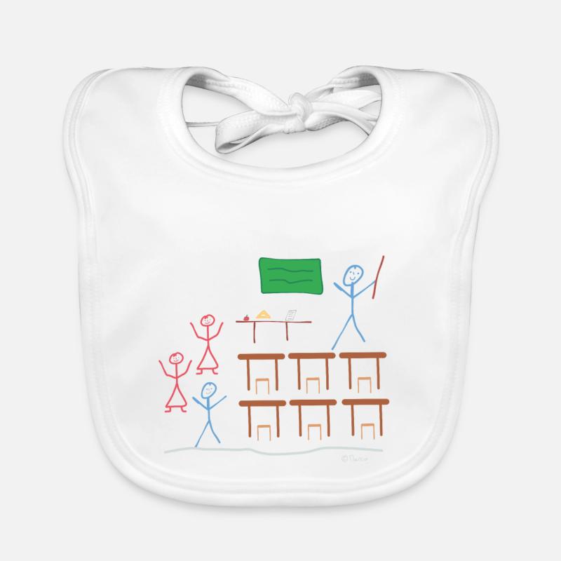 Stick figure school class lesson break work Organic Baby Bibs