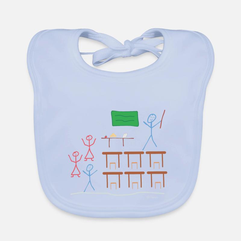 Stick figure school class lesson break work Organic Baby Bibs
