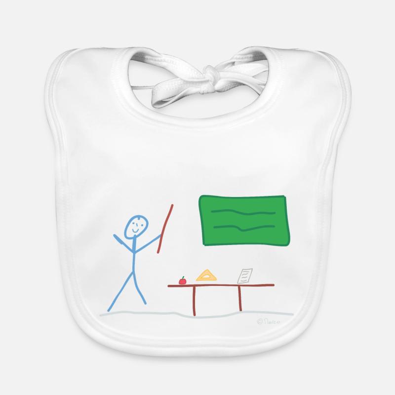 Teacher stickman, teaching school profession Organic Baby Bibs