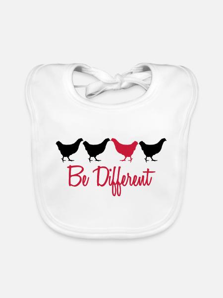Be Different Huhn mit Text - Baby Bio-Lätzchen - Weiß - Vorne