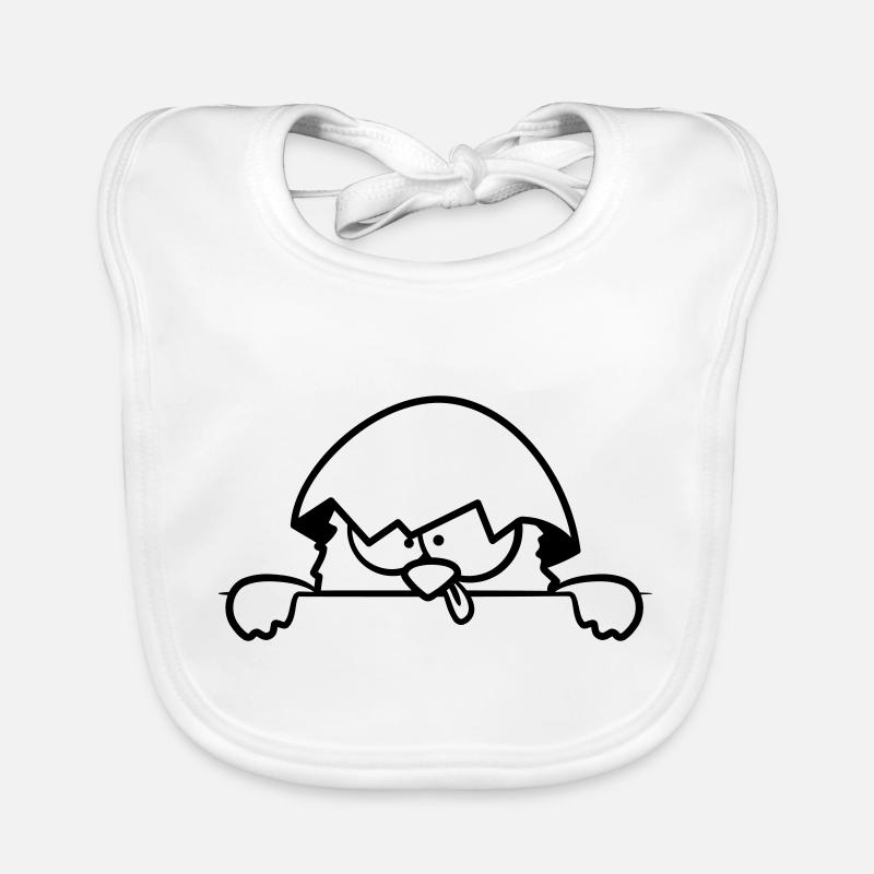 Verrücktes Küken hinter Mauer - Baby Bio-Lätzchen - Weiß