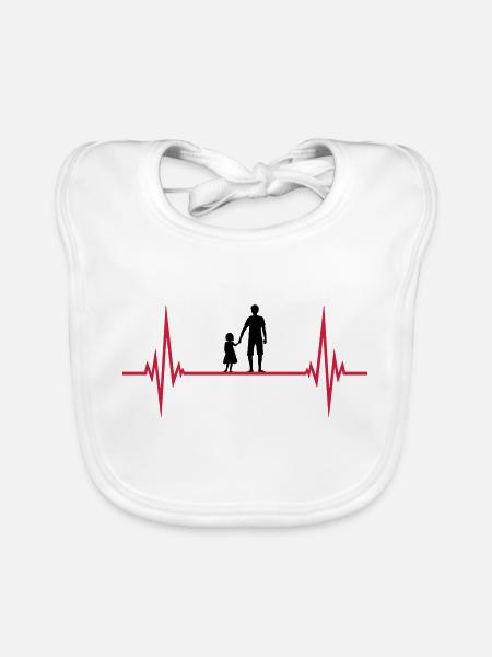 heart rate pulse dad father and daughter va - Organic Baby Bibs - white - Front