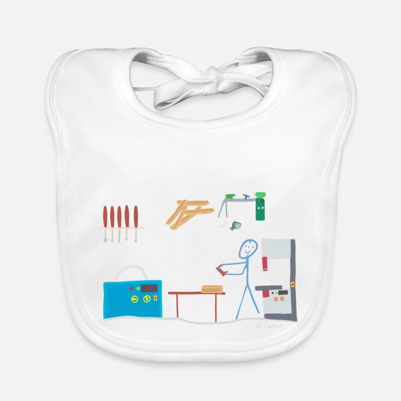 Menuisier menuisier chiffre en bois - Bavoir bio Bébé - blanc