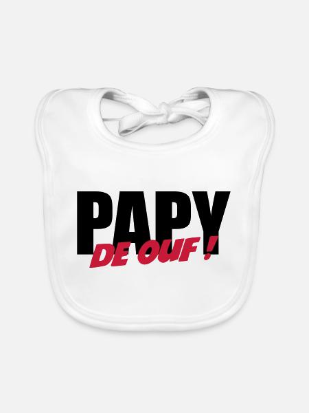Papy de ouf ! - Bavoir bio Bébé - blanc - Devant