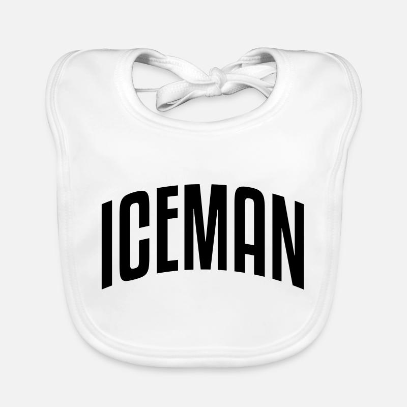 iceman stylish arched text logo Organic Baby Bibs