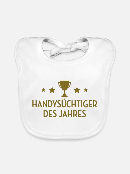 Handysüchtiger - Handy-süchtig - Telefon - Aufruf - Baby Bio-Lätzchen - Weiß - Vorne