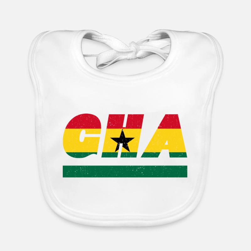 Ghana drapeau drapeau GHA - Bavoir bio Bébé - blanc