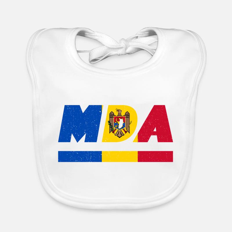 Drapeau de la Moldavie Drapeau de la MDA - Bavoir bio Bébé - blanc