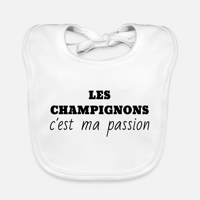 Chasse aux champignons / Champignon / Cueillette - Bavoir bio Bébé - blanc